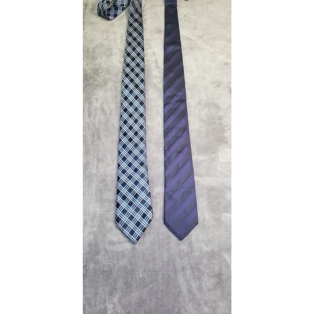 Lot of 2 Hugo Boss Black Blue Purple 100% Silk Made In Italy C14